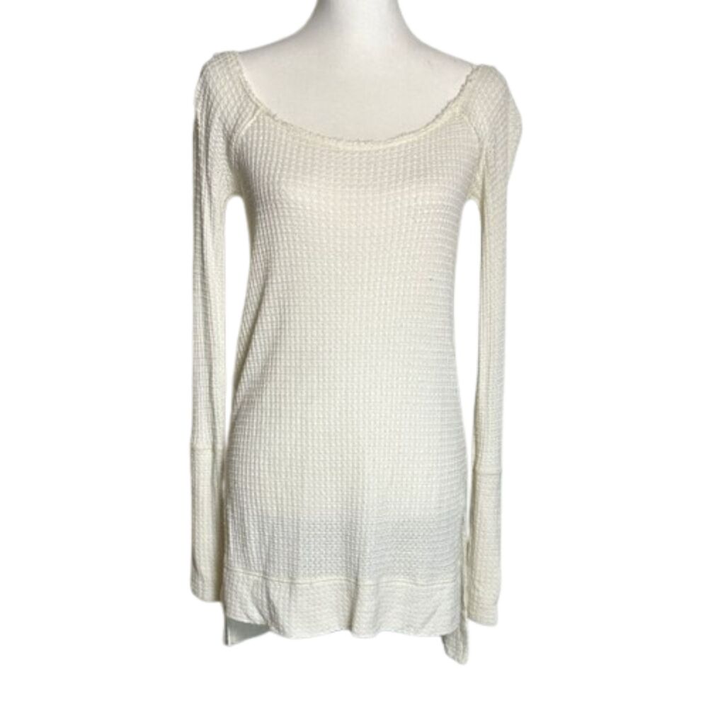 We The Free Kate Thermal Longsleeve Modal Womens XS Textured Waffle Knit Cream